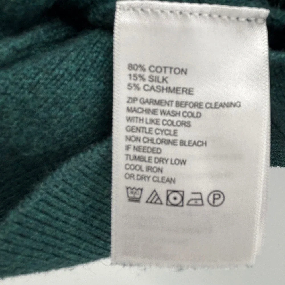 Tommy Bahama Mens Teal Green Cotton Silk Cashmere Quarter Zip Sweater Small